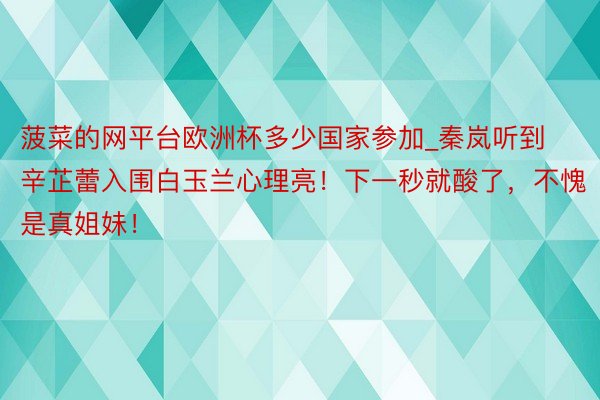 菠菜的网平台欧洲杯多少国家参加_秦岚听到辛芷蕾入围白玉兰心理亮！下一秒就酸了，不愧是真姐妹！